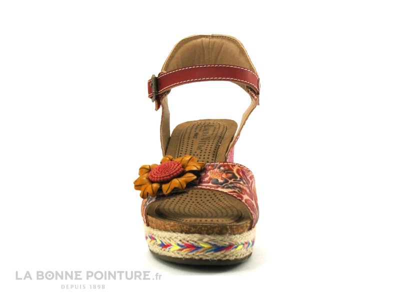 Laura Vita FACYO 06 Rouge - Fleur - Nu-pieds Compense 2 Laura Vita FACYO 06 Rouge - Fleur - Nu-pieds Compense – Image 2