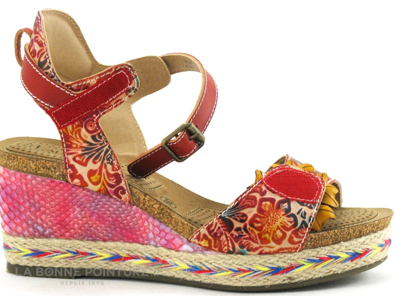 Laura Vita FACYO 06 Rouge - Fleur - Nu-pieds Compense 5 Laura Vita FACYO 06 Rouge - Fleur - Nu-pieds Compense – Image 5