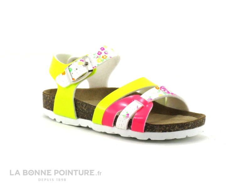 Biomodex 887 Jaune Rose Fluo - Fleurs - Sandale Anatomique Fille 1 Biomodex 887 Jaune Rose Fluo - Fleurs - Sandale Anatomique Fille