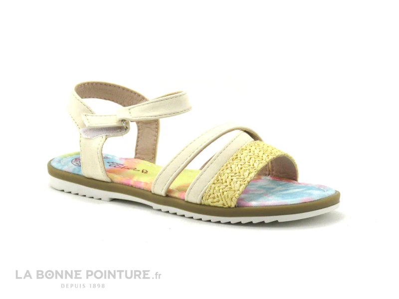 Wipop YOVICO Beige - Paille - Semelle Multicolore - Sandale Fille 1 Wipop YOVICO Beige - Paille - Semelle Multicolore - Sandale Fille