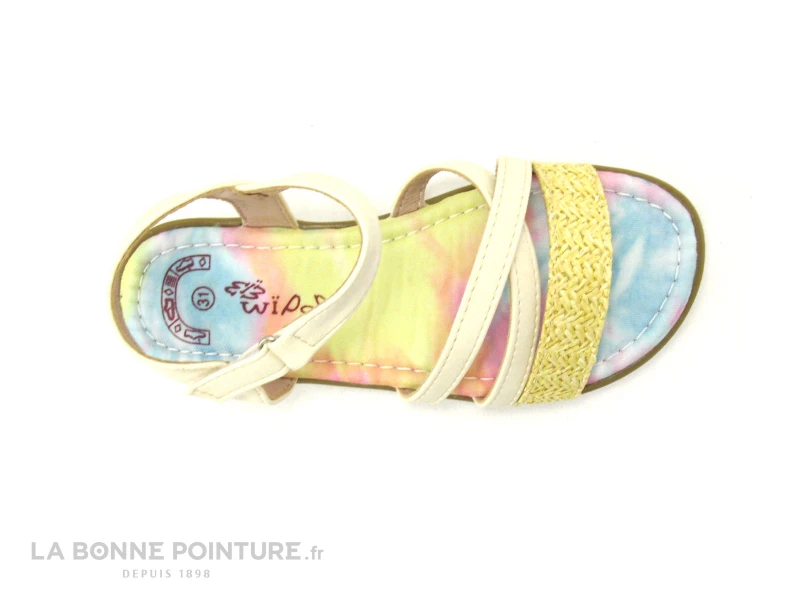 Wipop YOVICO Beige - Paille - Semelle Multicolore - Sandale Fille 3 Wipop YOVICO Beige - Paille - Semelle Multicolore - Sandale Fille – Image 3