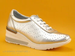 Brans 13316 - Argent - Basket Femme Semelle Compensee