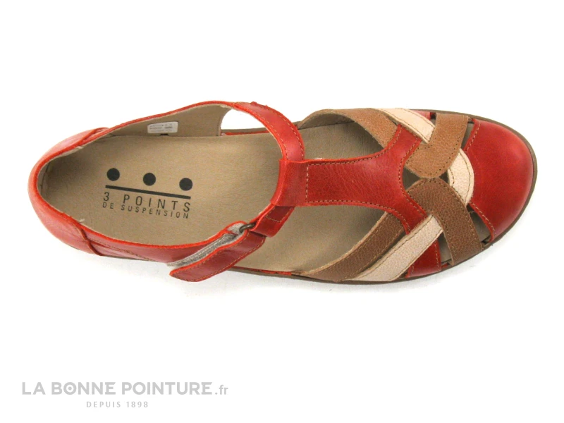 3 Points De Suspension Kirout Rouge - Beige - Sandale 6 3 Points De Suspension Kirout Rouge - Beige - Sandale – Image 6