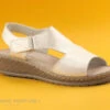 Morans WEISS - Blanc Or - Sandale Femme Talon Compense