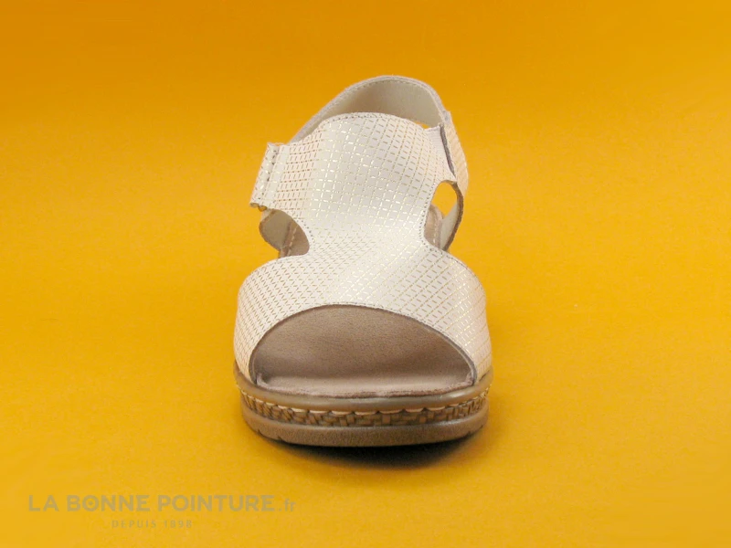 Morans WEISS - Blanc Or - Sandale Femme Talon Compense 2 Morans WEISS - Blanc Or - Sandale Femme Talon Compense – Image 2