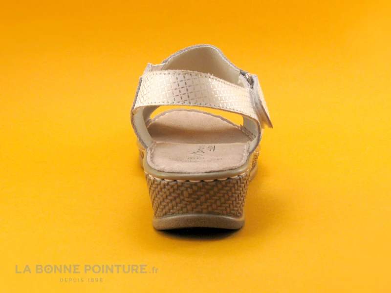 Morans WEISS - Blanc Or - Sandale Femme Talon Compense 4 Morans WEISS - Blanc Or - Sandale Femme Talon Compense – Image 4