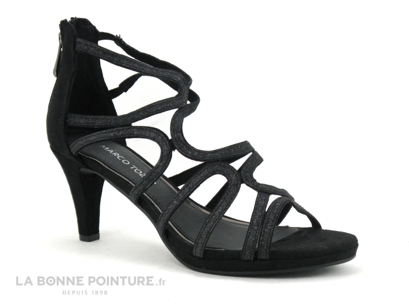 Marco Tozzi 2-28373-34 - Black Comb - Sandale Talon Noir Brillant 1 Marco Tozzi 2-28373-34 - Black Comb - Sandale Talon Noir Brillant