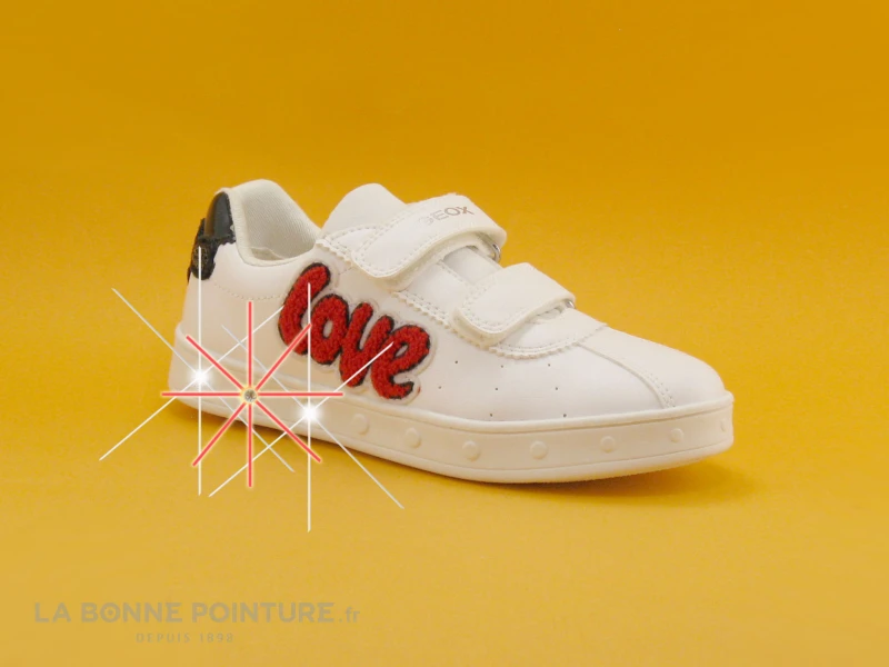 Geox SKYLIN J928WC - White Red - Love - Sneakers Fille 1 Geox SKYLIN J928WC - White Red - Love - Sneakers Fille
