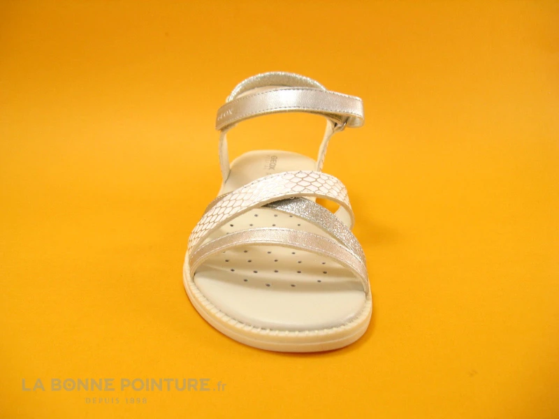 Geox Sand Karly White Silver J5235D Nu-pieds Fille 2 Geox Sand Karly White Silver J5235D Nu-pieds Fille – Image 2