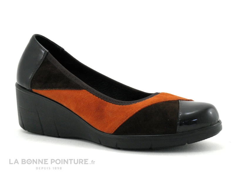 Inea DECODE Velours Choco Citrouille - Escarpin Talon Compense 5 Inea DECODE Velours Choco Citrouille - Escarpin Talon Compense – Image 5