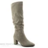 Marco Tozzi 2-25519-27 - Velours Beige Taupe - Botte Talon Haut