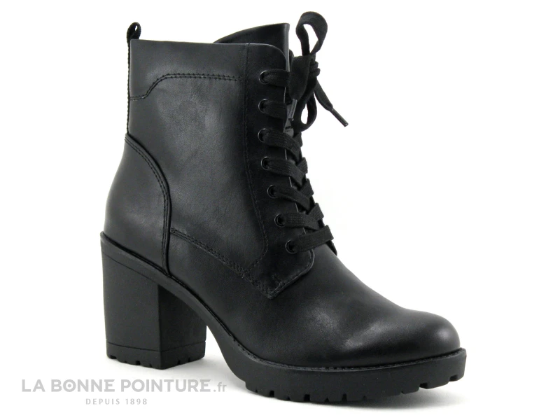 Marco Tozzi 2-25204-27 - Bottine Noire A Lacet Avec Talon Haut Epais 1 Marco Tozzi 2-25204-27 - Bottine Noire A Lacet Avec Talon Haut Epais