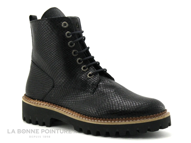 Folies COLT Noir Reptile - Boots Femme Semelle Crampons 1 Folies COLT Noir Reptile - Boots Femme Semelle Crampons