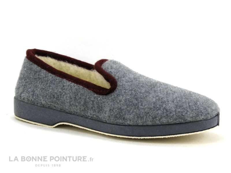 Soca 0520 Gris Bordeaux - Charentaise Homme Interieur Pure Laine 1 Soca 0520 Gris Bordeaux - Charentaise Homme Interieur Pure Laine