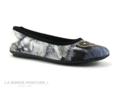 RYB 600 BELTRAN - Gris Bleu Noir - Coeur - Pantoufle Ballerine