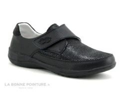 Devant 56 TopWay B843074 Noir - Noir Craquele Brillant - Chaussure Femme Velcro