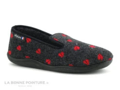 Airplum ZOMEO Anthracite - Coeurs Rouges - Charentaise Femme