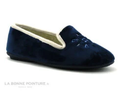 RYB 102 ALBA Bleu Marine - Bord Ecru - Chausson Femme