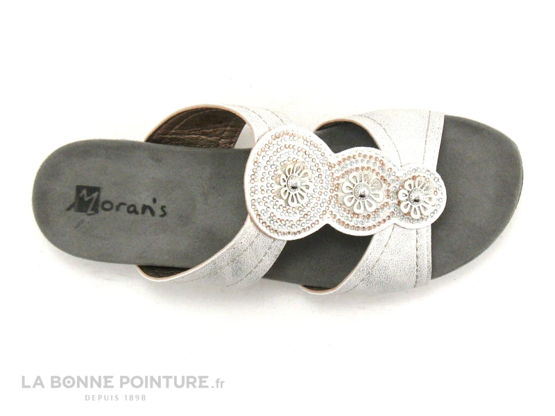 Morans MOUREZE 26148 Blanc Argent - 3 Fleurs - Mule Femme 3 Morans MOUREZE 26148 Blanc Argent - 3 Fleurs - Mule Femme – Image 3