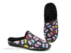 Maison Espadrille 6503 - Mule Hibou Noir - Pantoufle Femme