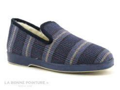 Ouf SOUFFLE Marine Carreaux - Charentaise Homme Fourree
