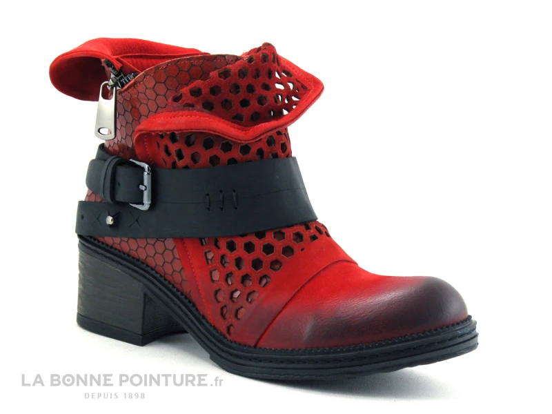 Lily Mood 050 5601 Red Nubuck - Bottine Rouge Hexagones 1 Lily Mood 050 5601 Red Nubuck - Bottine Rouge Hexagones