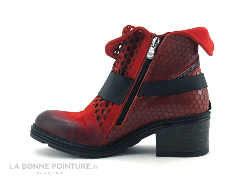 Lily Mood 050 5601 Red Nubuck - Bottine Rouge Hexagones 3 Lily Mood 050 5601 Red Nubuck - Bottine Rouge Hexagones – Image 3