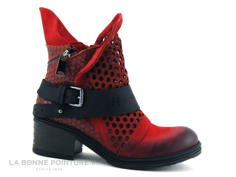 Lily Mood 050 5601 Red Nubuck - Bottine Rouge Hexagones 5 Lily Mood 050 5601 Red Nubuck - Bottine Rouge Hexagones – Image 5