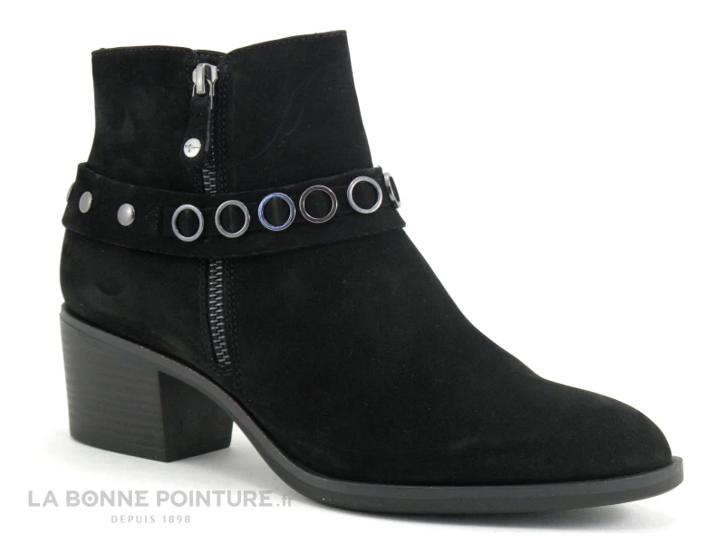 Tamaris 1-25358-23 Black - Boots Western Cuir Velours Noir 1 Tamaris 1-25358-23 Black - Boots Western Cuir Velours Noir