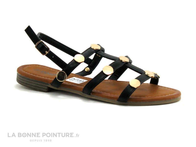 Dees Shoes MANGORA Noir - Perles Metal - Sandale Plate Femme 1 Dees Shoes MANGORA Noir - Perles Metal - Sandale Plate Femme