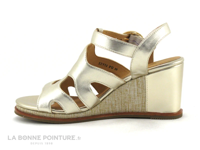 Fugitive IREEL Or - LPITV11 - Nu-pieds Dore - Talon Haut Compense 3 Fugitive IREEL Or - LPITV11 - Nu-pieds Dore - Talon Haut Compense – Image 3