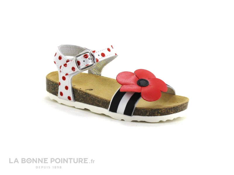 Sonia C BIA - Rayures Pois Fleur - Rouge Noir Blanc - Sandale Fille 1 Sonia C BIA - Rayures Pois Fleur - Rouge Noir Blanc - Sandale Fille
