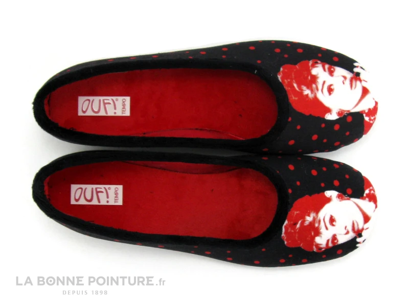 Ouf Tempo COMINO Noir Rouge - Audrey Hepburn - Pantoufle Ballerine 6 Ouf Tempo COMINO Noir Rouge - Audrey Hepburn - Pantoufle Ballerine – Image 6