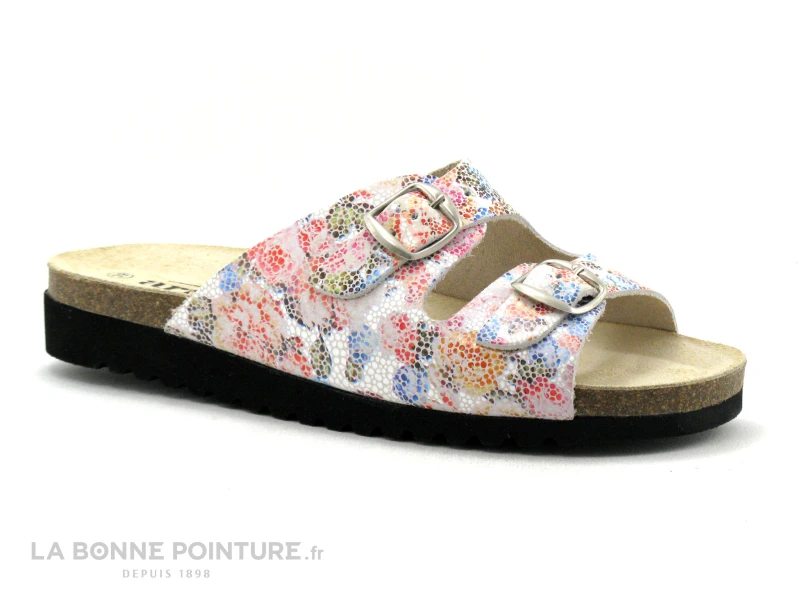Artika Soft BASQUE Vaq Roses - Blanc - Multicolore - Mule Femme 5 Artika Soft BASQUE Vaq Roses - Blanc - Multicolore - Mule Femme â Image 5