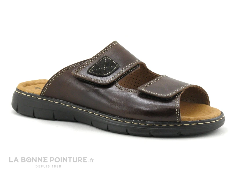 Orland 2050 Marron - Mule Homme En Cuir - Brides Velcro 1 Orland 2050 Marron - Mule Homme En Cuir - Brides Velcro