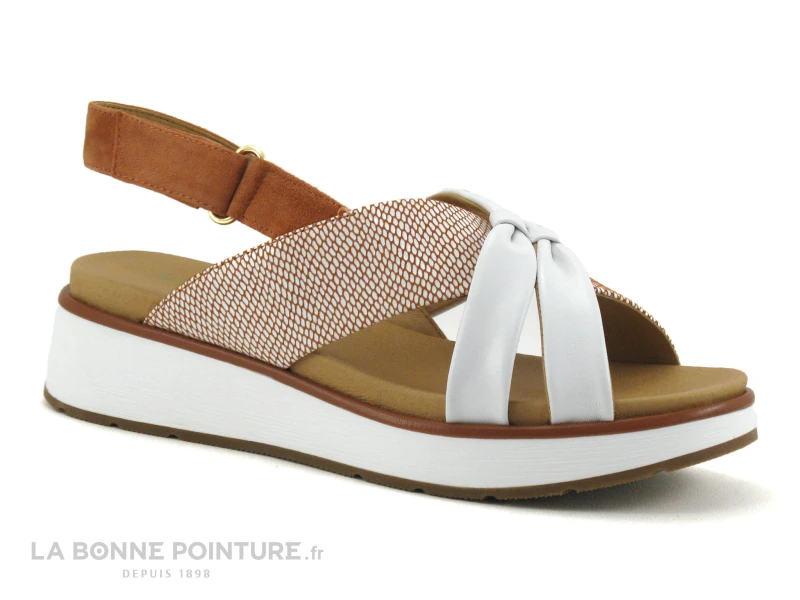 Fugitive KIM Orange - Blanc - Brides Croisees - Sandale Femme 5 Fugitive KIM Orange - Blanc - Brides Croisees - Sandale Femme – Image 5