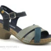 Jungla 7459 - Forest Jade - Nu-pieds Femme Cuir Bleu Et Vert - Petit Talon