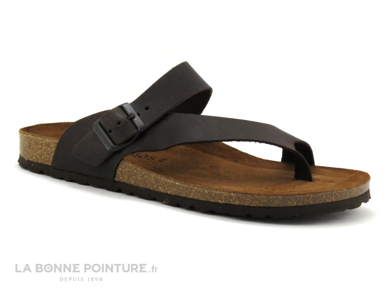 Inter Bios 9511 Moka - Tong Homme Cuir Marron - Reglable 1 Inter Bios 9511 Moka - Tong Homme Cuir Marron - Reglable