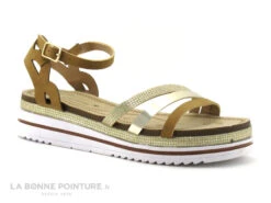 The Divine Factory TX4358 Camel - Or - Sandale Compensee Femme