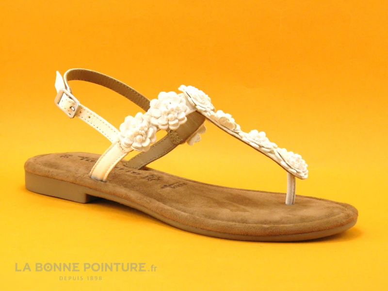 Tamaris 1-28123-26 100 White - Sandale Blanche - Lacet 1 Tamaris 1-28123-26 100 White - Sandale Blanche - Lacet