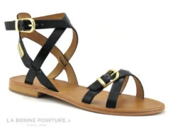 Tropeziennes HEPANA Noir - Nu-pieds Noir Avec Bride Cheville