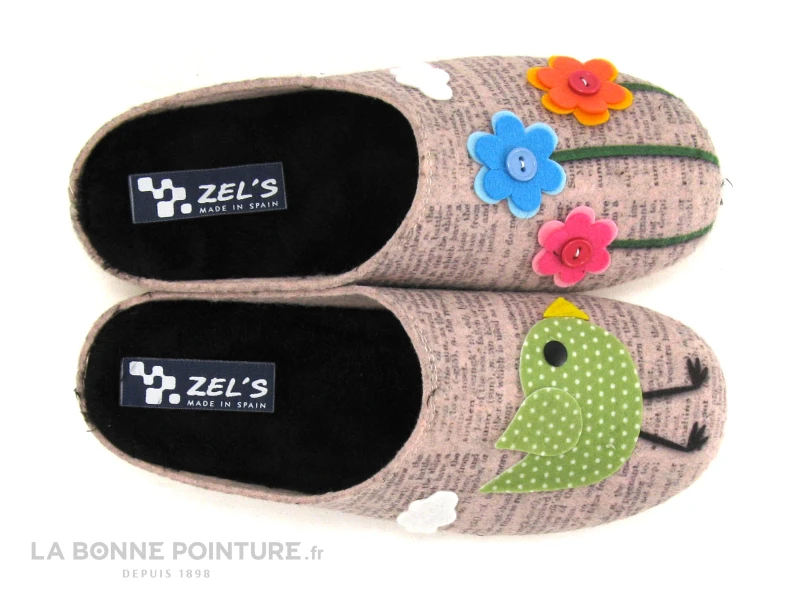 Zels 4413 Rose Nude - Oiseau - Fleurs - Pantoufle Mule Femme 4 Zels 4413 Rose Nude - Oiseau - Fleurs - Pantoufle Mule Femme – Image 4