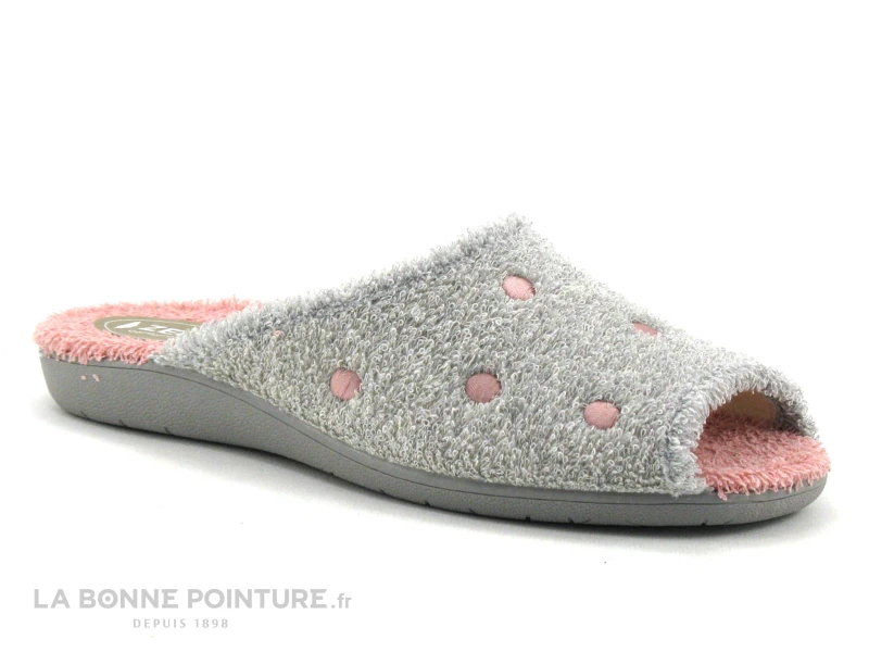 Zels 6439 Gris Rose - Pantoufle Mule Femme Bout Ouvert 1 Zels 6439 Gris Rose - Pantoufle Mule Femme Bout Ouvert