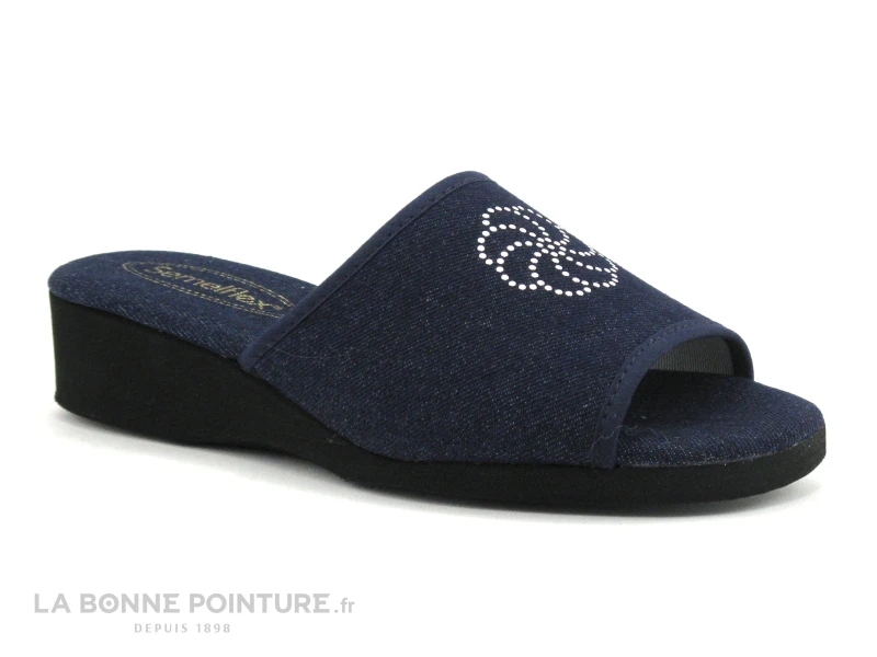 Semelflex Mule Compensée Isis Jeans Marine 5 Semelflex Mule Compensée Isis Jeans Marine – Image 5
