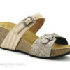 Autenti 687056 Gold - Beige - Pailletes Or - Mule Talon Compense